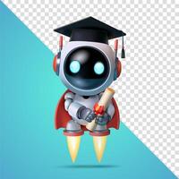 graduation robot holding a diploma vector