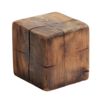 Rustic Wooden Puzzle Cube with Handcrafted Natural Texture png