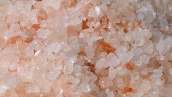 pink Himalayan salt close-up. Large crystals of pink salt with lots of minerals video