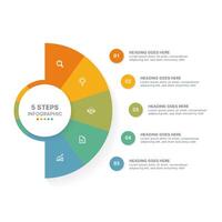 Modern Circular Infographic Design Template with 5 Data Point vector