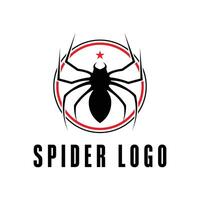 spider logo design concept with label circle and star vector
