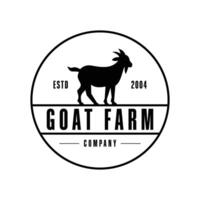 goat farm logo design concept vintage with label circle vector