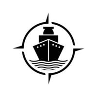 ship container logo design concept with compass vector