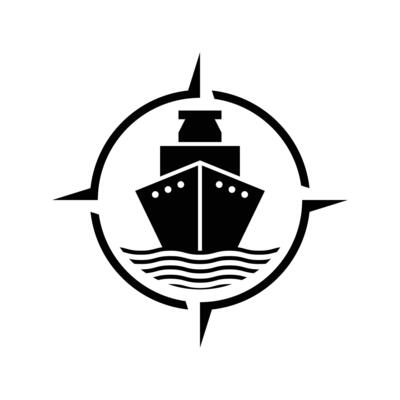 ship container logo design concept with compass