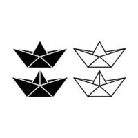 paper boat origami icon design concept silhouette and outline style vector