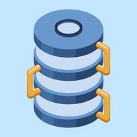Isometric cloud database. Cloud computing and file cloud storage. Big data storage technology. Isometric technology. illustration vector