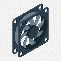 Isometric fan. Computer fan cooler. Isometric of PC case fan. Computer hardware components. . vector