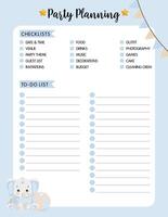 Comprehensive Baby Themed Party Planning Checklist Template vector