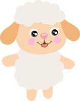 Adorable Fluffy Little Lamb Standing Happily vector
