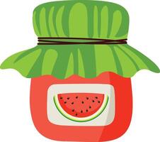 Delicious Watermelon Jam Jar with Green Lid vector