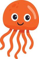 Adorable Orange Cartoon Jellyfish with Big Eyes vector