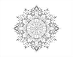 Minimalist Indian mandala design with oriental decorative patterns in black and white. vector