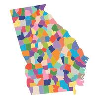 Georgia U.S. state country map. Map of the U.S. state of Georgia with city multicolor. vector