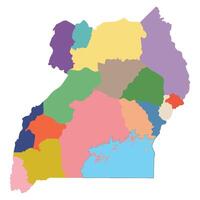 Uganda map subregions. Map of Uganda four subregions with Lake Victoria vector