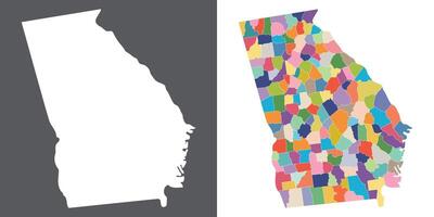 Georgia U.S. state country map set. Map of the U.S. state of Georgia with city in set multicolor. vector
