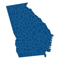 Georgia U.S. state country map. Map of the U.S. state of Georgia with city blue color. vector