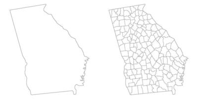 Georgia U.S. state country map set. Map of the U.S. state of Georgia with city in set white color. vector