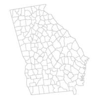 Georgia U.S. state country map. Map of the U.S. state of Georgia with city white color. vector