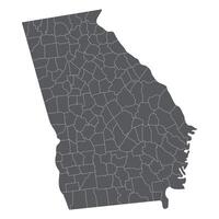 Georgia U.S. state country map. Map of the U.S. state of Georgia with city grey color. vector