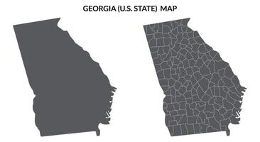 Georgia U.S. state country map set. Map of the U.S. state of Georgia with city in set grey color. vector