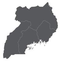 Uganda map four main regions. Map of Uganda four main regions in grey color with Lake Victoria vector