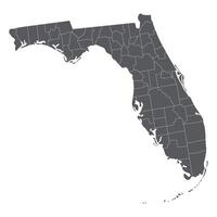 Florida state country map. Map of the U.S. state of Florida with city grey color. vector