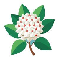Serene White Flower Blossom with Lush Green Leaves, Vibrant Springtime Bloom in Nature - Professional digital artwork with vibrant colors and detailed composition vector