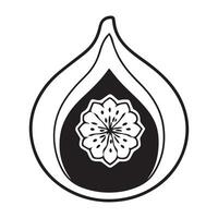 Elegant Black and White Fig Illustration A Stunningly Detailed Drawing of a Fig Fruit with Intricate Floral Design, Perfect for Culinary or Botanical Projects vector