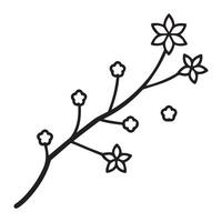 Elegant Black Line Art Drawing of a Delicate Flowering Branch, Spring Blossom Design, Minimalist Floral Illustration vector