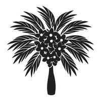 Serene Black and White Palm Tree with Lush Flowers in Vase Tropical Summer Floral Illustration vector