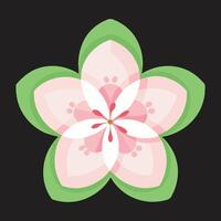 Serene Pink Flower Blossom in Elegant Flat Design, Isolated on Black Background A Peaceful Floral Illustration vector