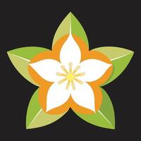 Serene Orange Blossom Flower Blooming in Dark Background, Peaceful Nature Illustration - Professional digital artwork with vibrant colors and detailed composition vector