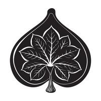 Elegant Black and White Fig Leaf Design A Striking Botanical Illustration in a Heart Shape, Perfect for Logos and Prints vector