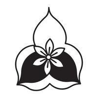 Elegant Black and White Floral Design A Serene Trillium Flower Illustration on White Background - Professional digital artwork with vibrant colors and detailed composition vector