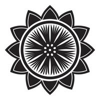 Elegant Black and White Floral Mandala Design Intricate Sun-like Flower Pattern for Decorative Purposes - Professional digital artwork with vibrant colors and detailed composition vector