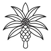 Serene Line Art Illustration of a Tropical Palm Tree with Fruit, Isolated on White Background, Simple and Elegant Design vector