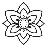 Serene Black and White Mandala Flower Design for Coloring, Featuring Intricate Petals and Circular Center, Perfect for Adult Coloring Books and Relaxation vector