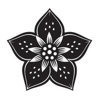 Elegant Black and White Floral Design A Striking Star-Shaped Flower Illustration with Intricate Details for Artistic Projects vector