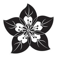 Elegant Black and White Floral Illustration A Striking Five-Petal Flower Design in Bold Silhouette, Perfect for Print and Digital Designs vector