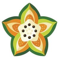 Vibrant Star-Shaped Flower with Orange and Green Petals, Isolated on White Background, Illustrative Style, Cheerful Mood vector