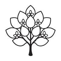 Serene Black and White Line Art of a Blooming Tree, Peaceful Nature Illustration, Simple Botanical Design, Elegant Floral Graphic, Minimalist Nature Artwork vector