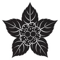 Elegant Black and White Illustration of a Stylized Flower with Berries, Evoking a Sense of Calm and Sophistication vector
