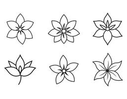 Six Simple Line Art Flower Designs Elegant Minimalist Floral Illustrations for Design Projects - Professional digital artwork with vibrant colors and detailed composition vector