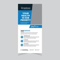 Professional Healthcare Roll-Up Banner Design 247 Medical Services, Prioritizing Your Health and Family Well-being - Professional digital artwork with vibrant colors and detailed composition vector