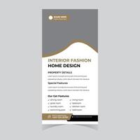 Elegant Grey and Gold Interior Fashion Home Design Roll-Up Banner for Modern Property Showcase - Professional digital artwork with vibrant colors and detailed composition vector