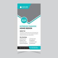 Stylish Teal and Gray Interior Design Flyer Template 50k Sale, Home Renovation Services - Professional digital artwork with vibrant colors and detailed composition vector
