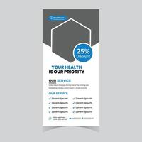 Eye-Catching Healthcare Roll-Up Banner Design 25 Discount on Priority Health Services - Professional digital artwork with vibrant colors and detailed composition vector