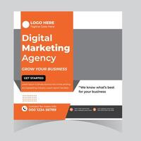 Modern Digital Marketing Agency Flyer Grow Your Business with Expert Strategies and a Professional, Orange-and-Gray Design vector