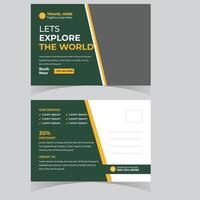 Enticing Travel Postcard Design Explore the World with 30 Discount, Book Now for an Adventurous Journey vector