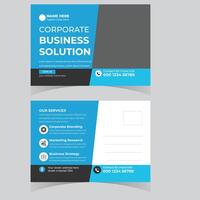 Professional Blue and Gray Corporate Business Solution Postcard Design for Marketing and Branding - Professional digital artwork with vibrant colors and detailed composition vector
